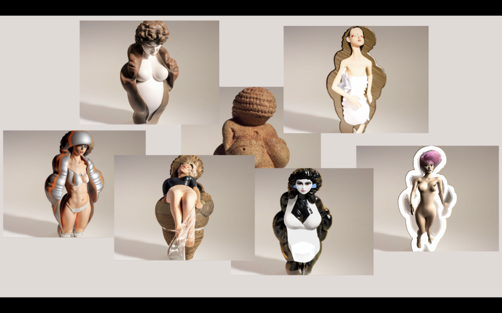 Adobe Photoshop Generative Fill (Beta) prompted with the Venus of Willendorf (c. 28,000–25,000 BCE) and the sentence “Turn into a realistic figure of a woman” (2023)